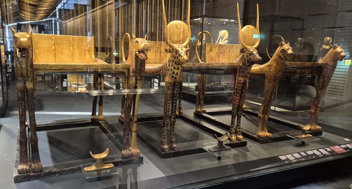 Funerary couches and golden headrests